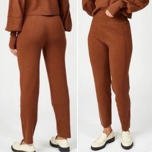 Silk & Salt Luxe Lounge Pants Sweater Knit Pant in High Waisted Brown Size XXL